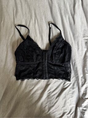 Black Lace Bralette Crop Top - Going Out Top